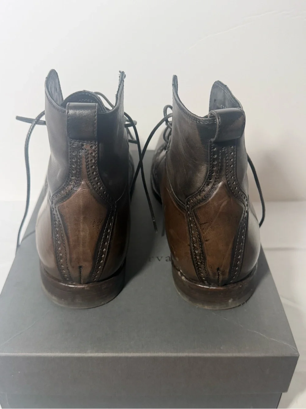 John Varvatos Brown Leather Chukka Wingtip Boots